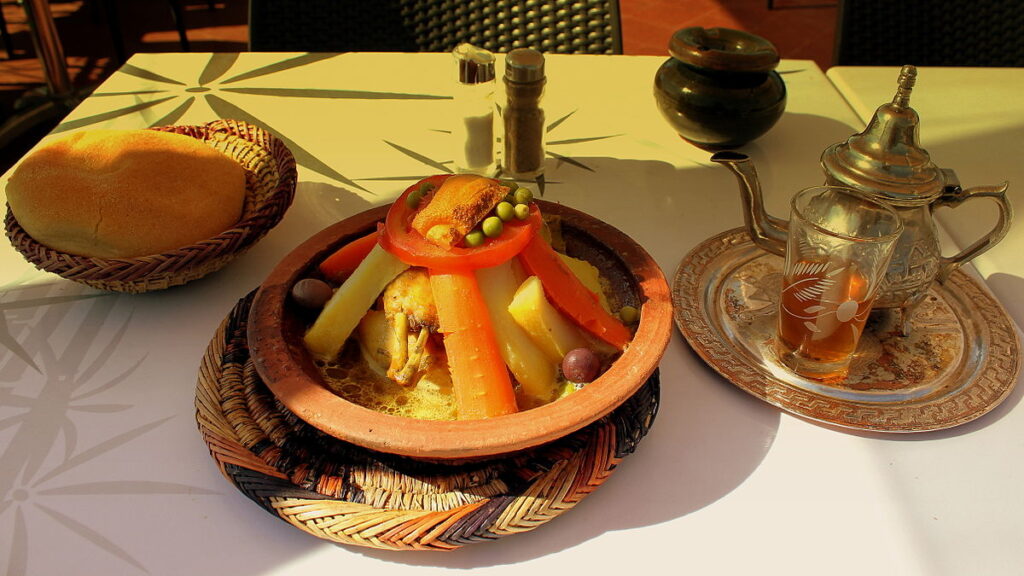 A colorful chicken Tagine, a staple of food in Morocco